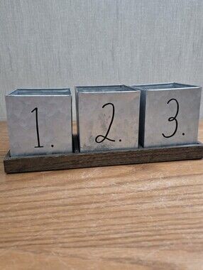 Rae Dunn Silver Metal Numbered Trio